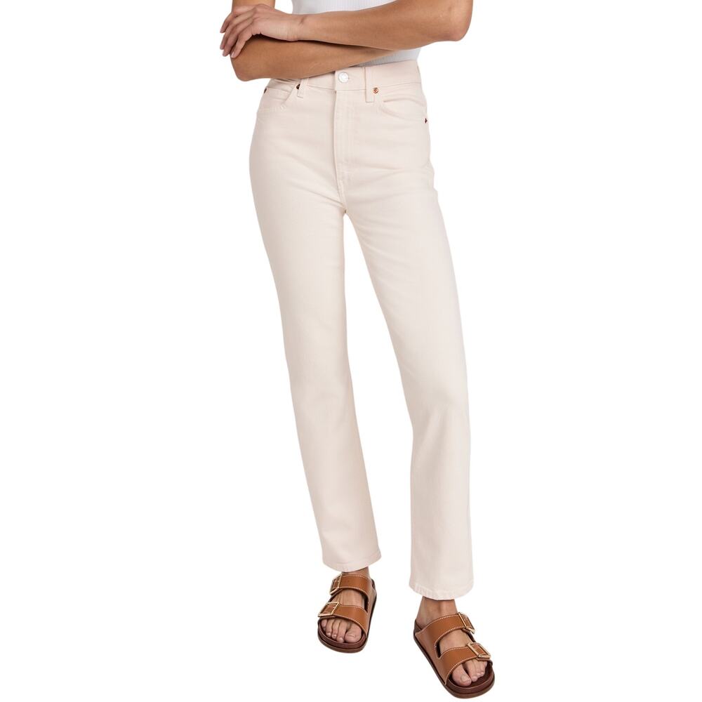 Re/Done Classic Beige 70s Straight Leg Denim Jeans Size 27